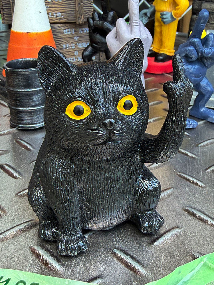 Xフィンガー ブラックキャット レジン製 オブジェ 黒ネコ