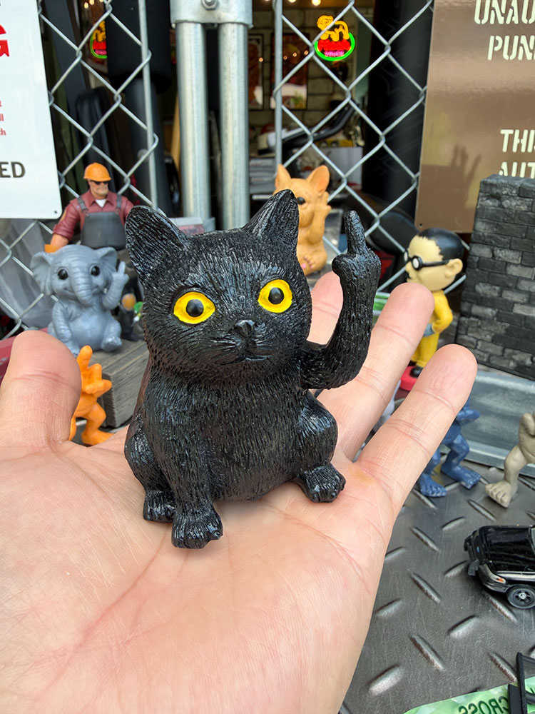 Xフィンガー ブラックキャット レジン製 オブジェ 黒ネコ