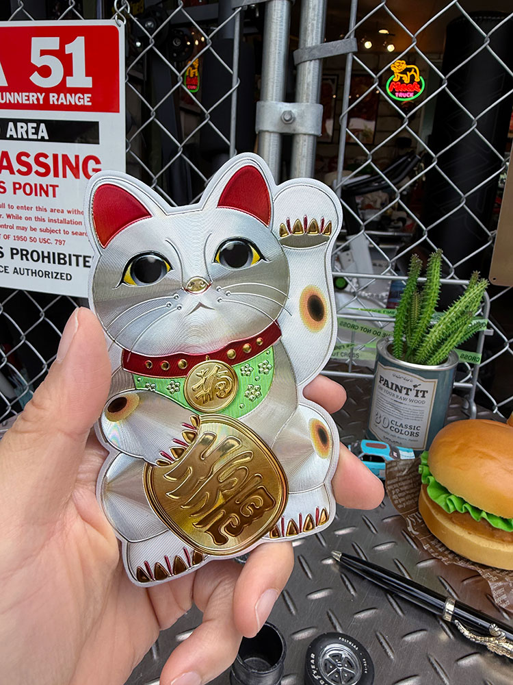 クルマにも貼れる！　招き猫　リフレクター　ステッカー　（シルバー）　商売繁盛　千客万来　金運アップ ■ アメリカン雑貨 アメリカ雑貨 |  | 01
