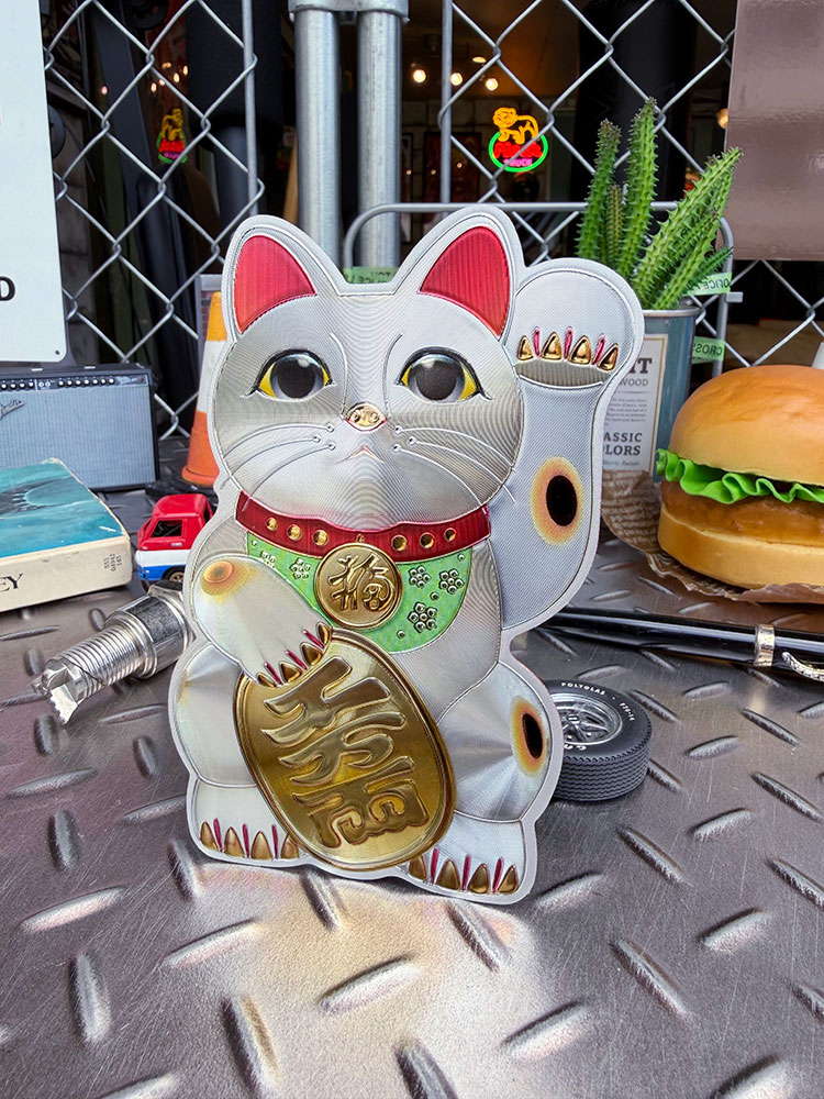 クルマにも貼れる！　招き猫　リフレクター　ステッカー　（シルバー）　商売繁盛　千客万来　金運アップ ■ アメリカン雑貨 アメリカ雑貨 |  | 04