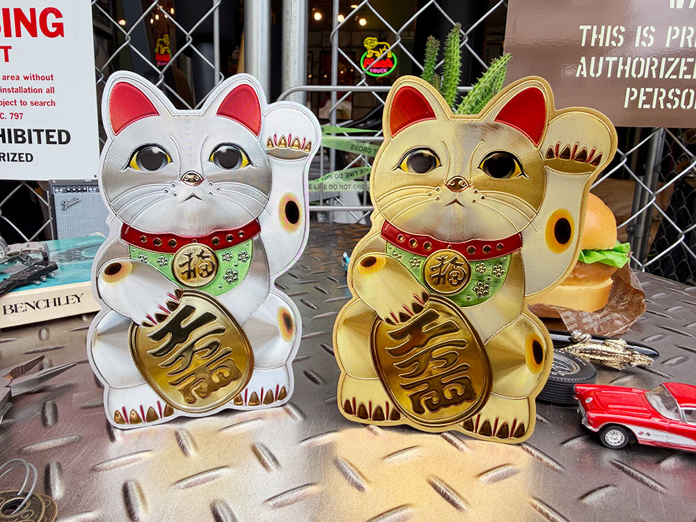 クルマにも貼れる！　招き猫　リフレクター　ステッカー　（2色セット）　商売繁盛　千客万来　金運アップ ■ アメリカン雑貨 アメリカ雑貨 | 