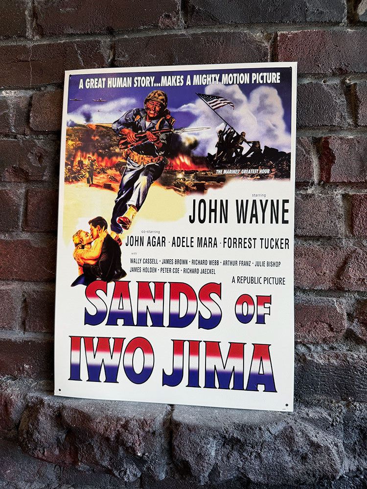 映画　硫黄島の砂　ブリキ看板　主演 ジョン・ウェイン　SANDS OF IWO JIMA　サンズ・オブ・イオウジマ　■ アメリカン雑貨 アメリカ雑貨 | アメリカン レトロ