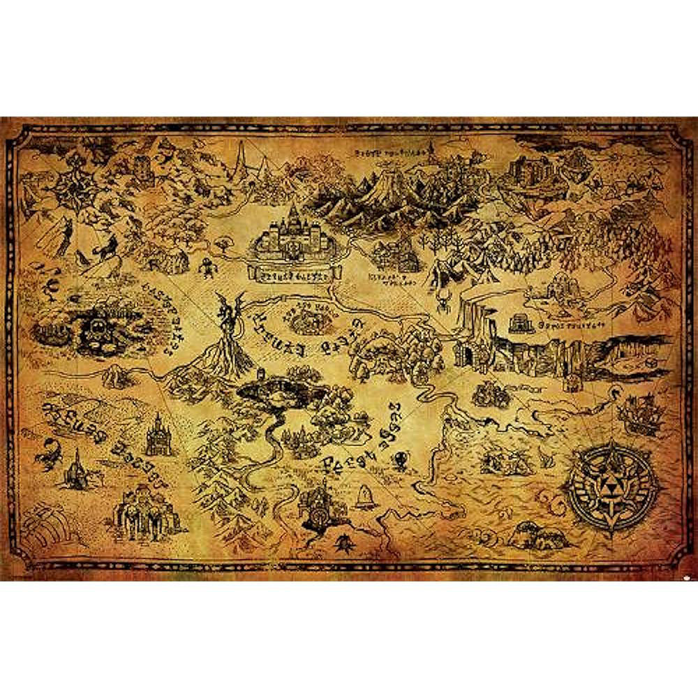 ゼルダの伝説　ハイラル王国の地図　オフィシャルポスター　※フレームは付属しません ■ アメリカン雑貨 アメリカ雑貨 | 