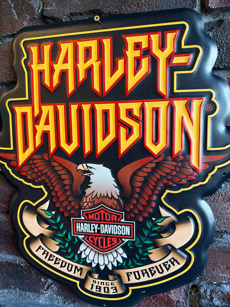 ハーレーダビッドソン　オフィシャル　エンボスティンサイン　（ハードロックイーグル）　ブリキ看板 | Harley Davidson | 01