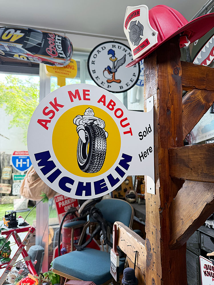 ミシュラン　ビバンダム　サイド看板　両面プリント　フランジメタルサイン　ブリキ看板 ■ アメリカン雑貨 アメリカ雑貨 | 