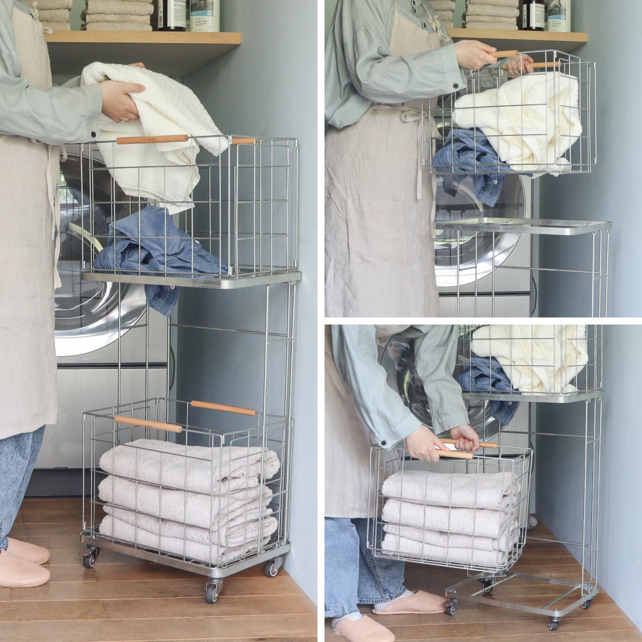 ポストジェネラル　インダストリアル　ランドリーワゴン　ジンク　大容量60L　2段　キャスター付き ■ アメリカン雑貨 アメリカ雑貨 |  | 10