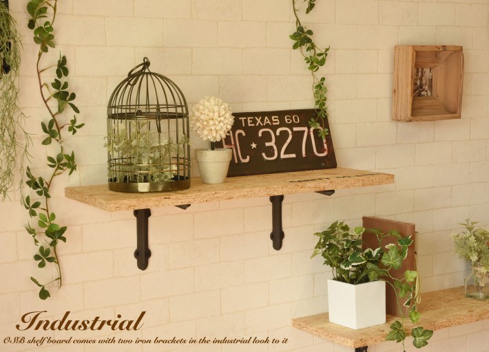 ウォールシェルフ OSB 60cm x 20cm ナチュラル 壁掛け 棚 壁面 木製