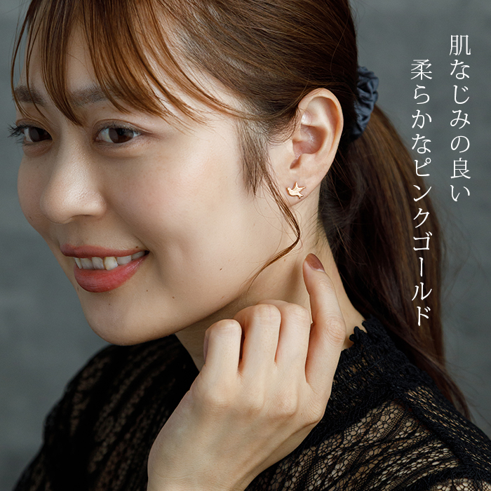 セカンドピアス つけっぱなし k18 k14 18金 小鳥 ハッピー バード 鳥
