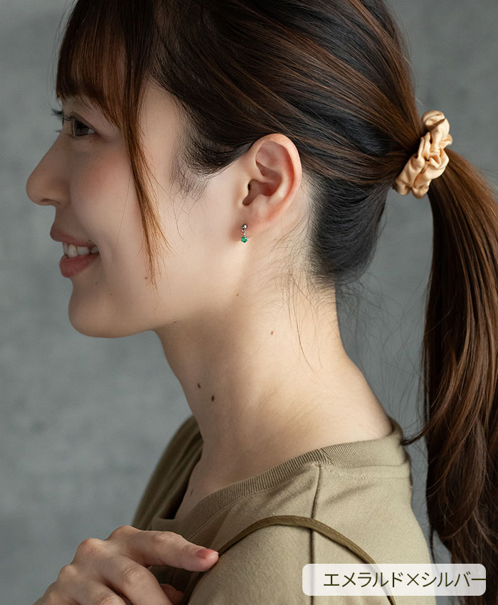 天然石ピアス 3mm 一粒 誕生石 ルビー/エメラルド/ブルーサファイア