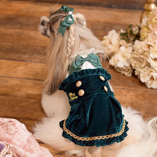 CanNana 犬 服 犬服 冬服 クラシカルベロアワンピース おしゃれ