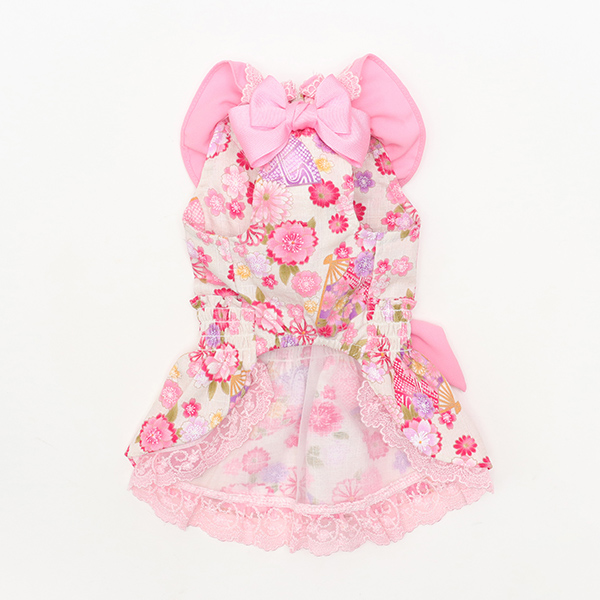 CanNana 犬 犬服 秋冬 正月 ドックウェア ワンピース ロリータ 和柄