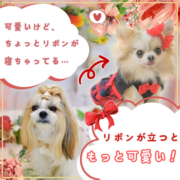 角度一定スタンド式】犬 アクセサリー リボン バレッタ プレゼント