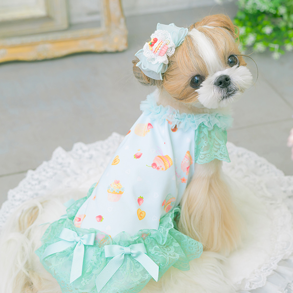 CanNana 犬 アクセサリー バレッタ リボン スイーツ カップケーキ