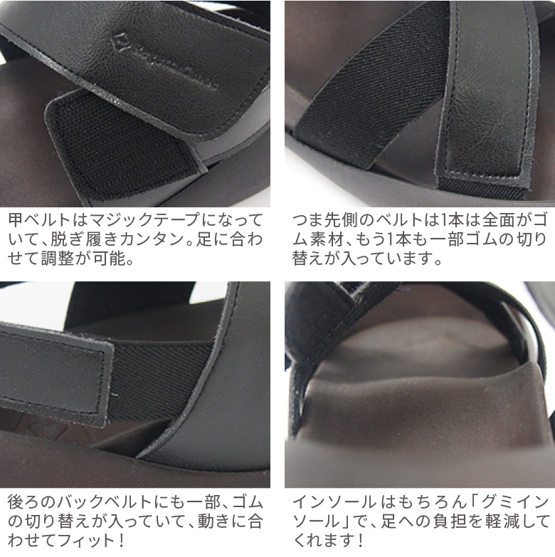 リゲッタ カヌー メンズ サンダル クロスベルト ゴムベルト CJMB2502a 甲ストラップ バッグベルト グミインソール リゲッタカヌー 日本製 | Regetta Canoe | 16
