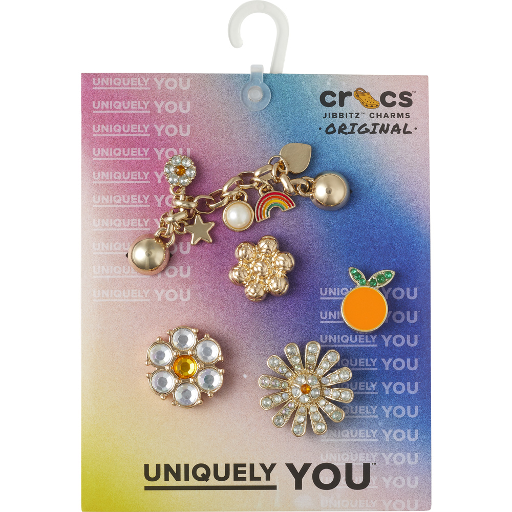 Yahoo! Yahoo!ショッピング(ヤフー ショッピング)crocs クロックス ジビッツ jibbitz アクセサリー チャーム 10012117 Everything Nice Gem Mix 5 Pack 5個セット キラキラ お花 ゴールド カスタマイズ