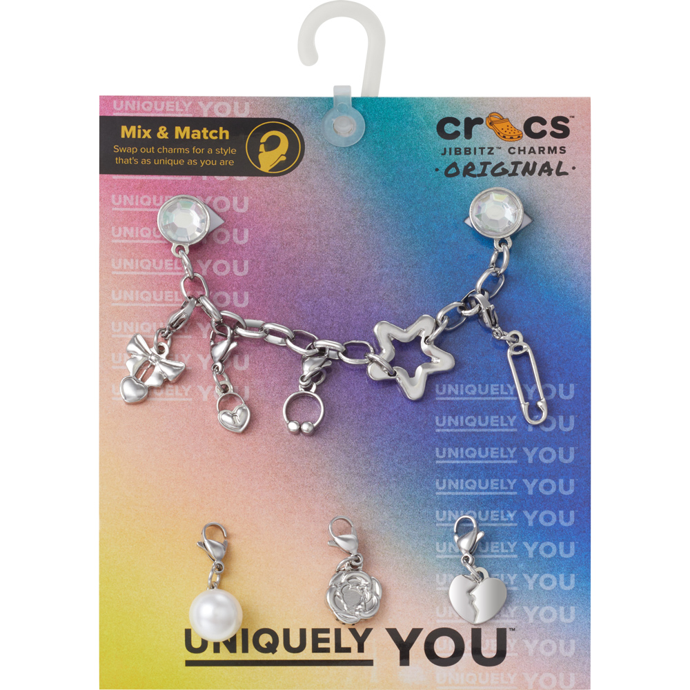 Yahoo! Yahoo!ショッピング(ヤフー ショッピング)crocs クロックス ジビッツ jibbitz アクセサリー チャーム 10013672 Removable Punk and Silver 5 Pack 5個セット シルバー ハート 星 リボン カスタマイズ