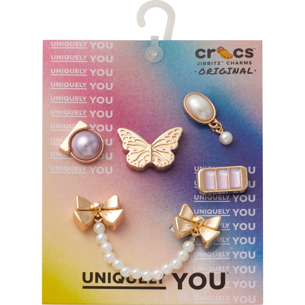 Yahoo! Yahoo!ショッピング(ヤフー ショッピング)crocs クロックス ジビッツ jibbitz アクセサリー チャーム 10014557 Purple Pearl Gold 5 Pack 5個セット パール ゴールド リボン カスタマイズ