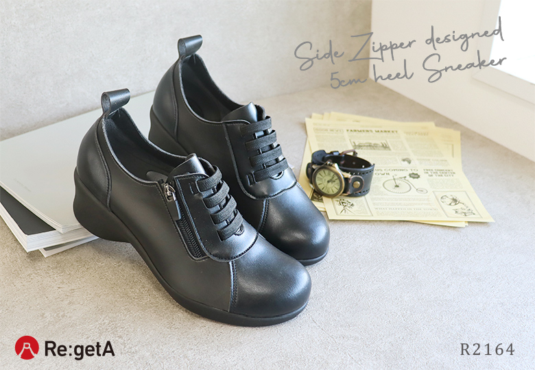 Re:getA（リゲッタ） シューズ レディース R2164 レースアップ ゴム紐
