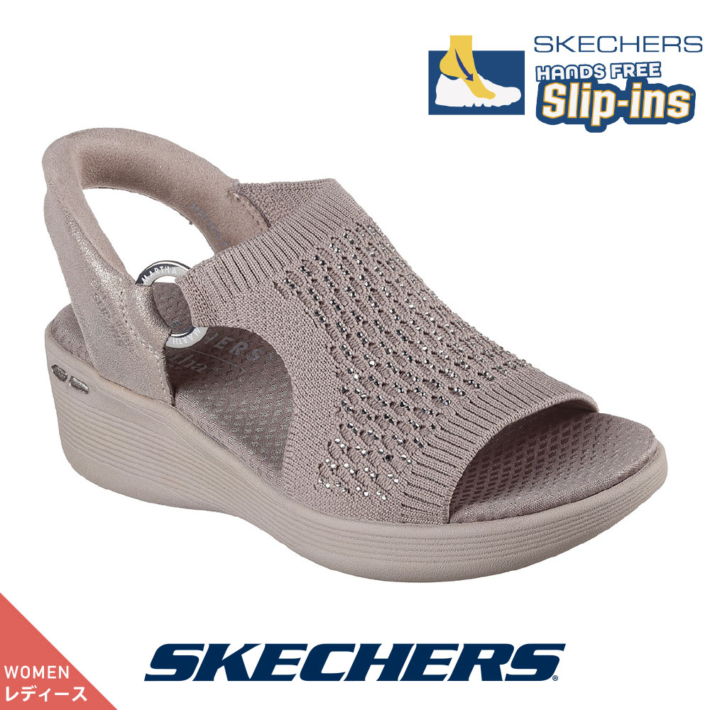 10%OFF セール スケッチャーズ レディース 188001 TPE トープ サンダル SKECHERS ウェッジ PIER-LITE - PARK PATH ラインストーン スリップインズ