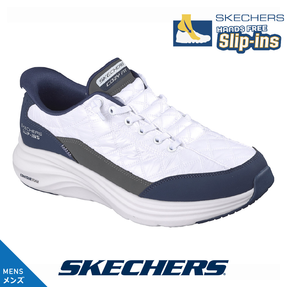 りすオタ SKECHERS（スケッチャーズ） 232619 ホワイト/ネイビー スリップインズ