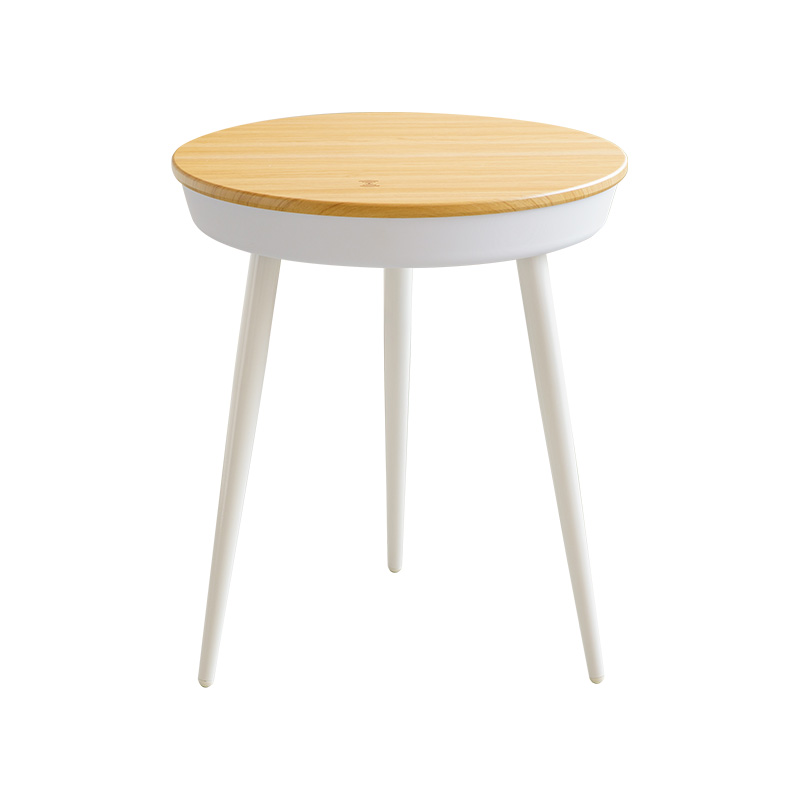 テーブル スピーカー 一台三役 ワイヤレス充電 丸 木製 丸型 USB