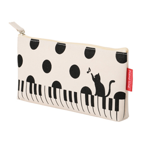 Piano line マチありペンケース （ねこと水玉）♪【発表会プレゼントに最適♪】