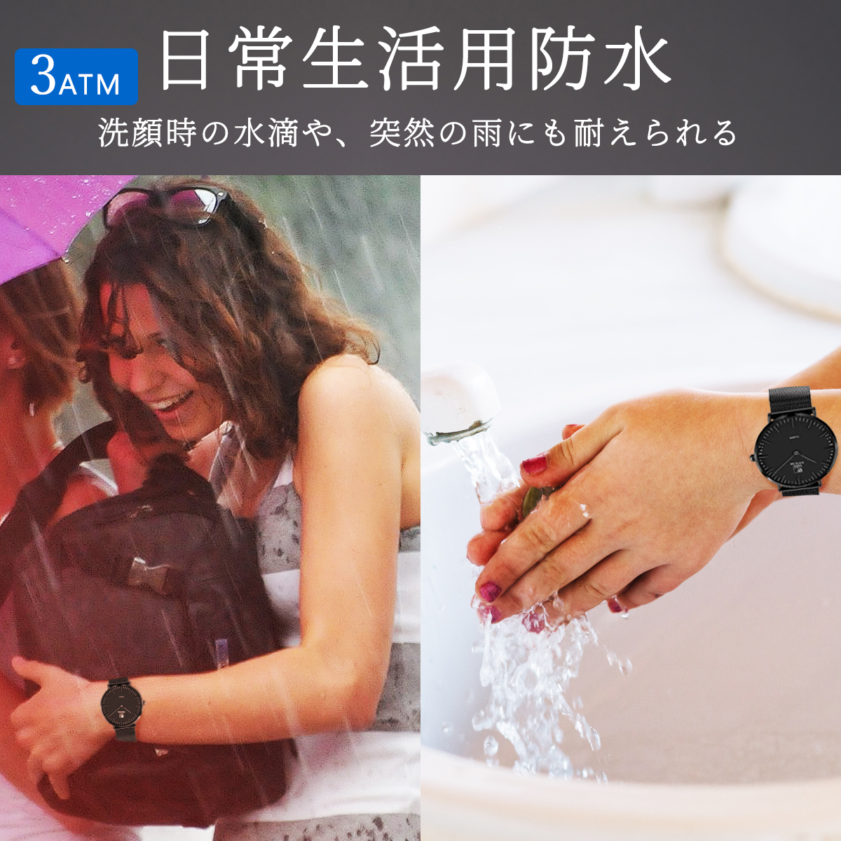 RUBEUSTAN 腕時計 メンズ 防水 超薄型 (ブラック) ルビウスタン｜capecodcosme｜08