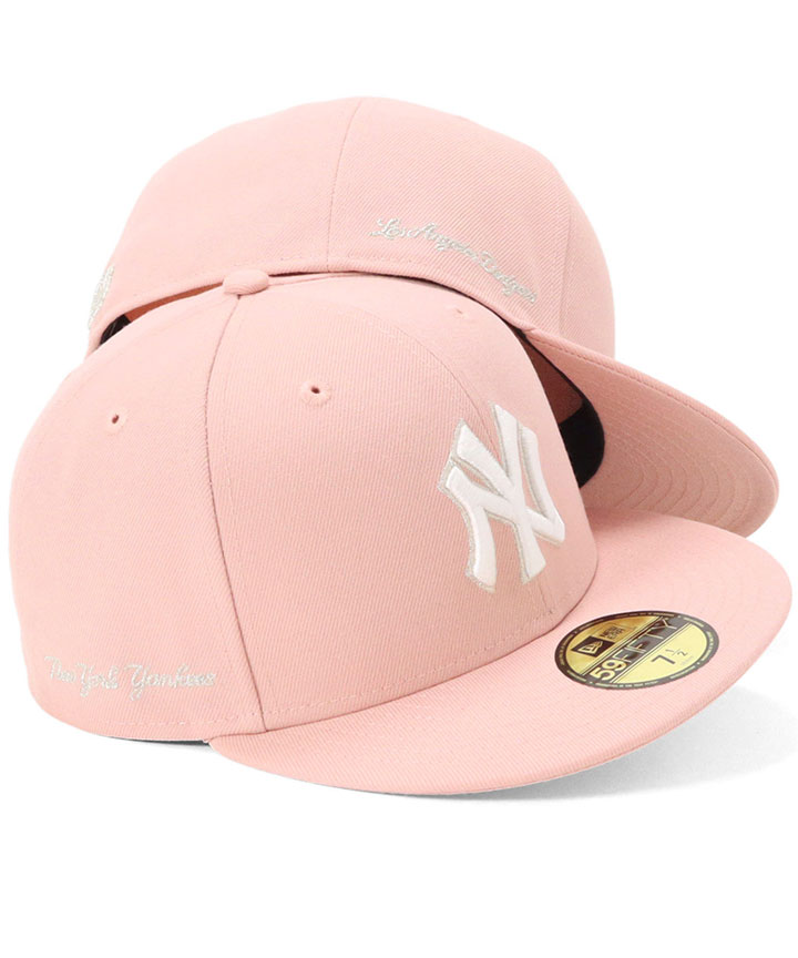 ┈┈やまページ┈ ニューエラキャップデコ ホワイト サイドロゴピンク NEW ERA（ニューエラ） ニューエラキャップ 59FIFTY サイドロゴMLB