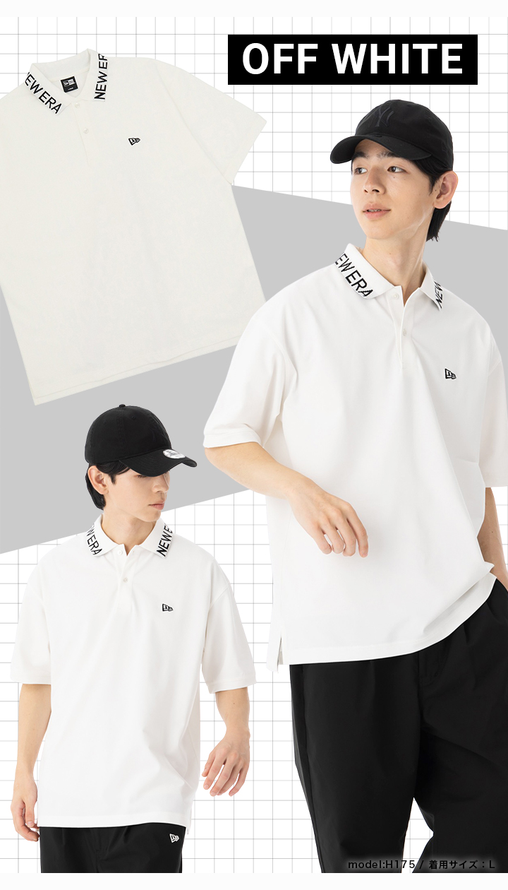 NEW ERA ホワイト ポロシャツ　サイズXL 大きめサイズ NEW ERA ニューエラ 半袖ポロシャツ オーバーサイズ コットン