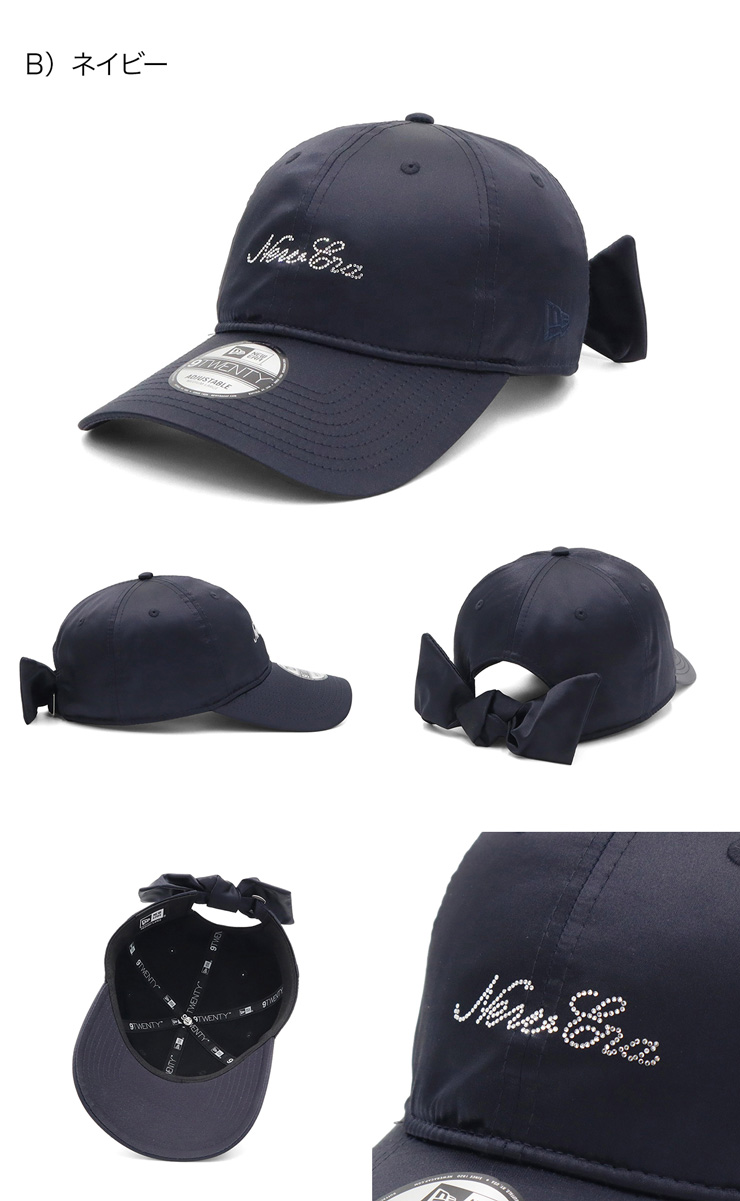 New Era｜ レディース 黒キャップ ロゴ×リボン付きで後ろ姿映え リボン New Era(ニューエラ) 帽子(レディース) - 海外通販のBUYMA