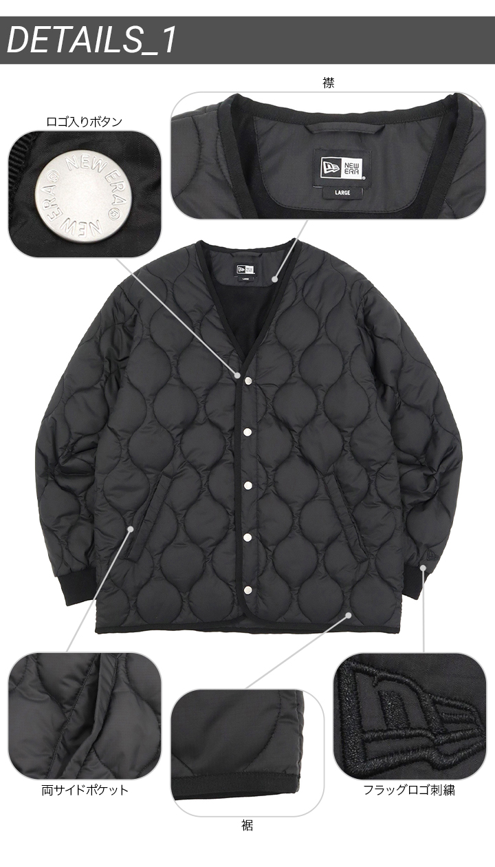 人気【ニューエラ】ゴルフ インサレーティッド キルティング カーディガン M 黒 NEW ERA（ニューエラ） ニューエラゴルフ カーディガン ジャケット