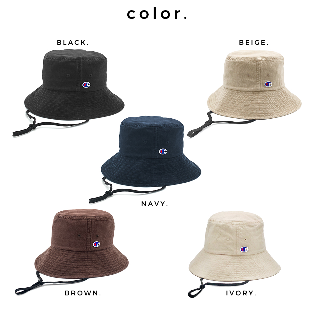 紐付き バケットハット 深め ツバ長