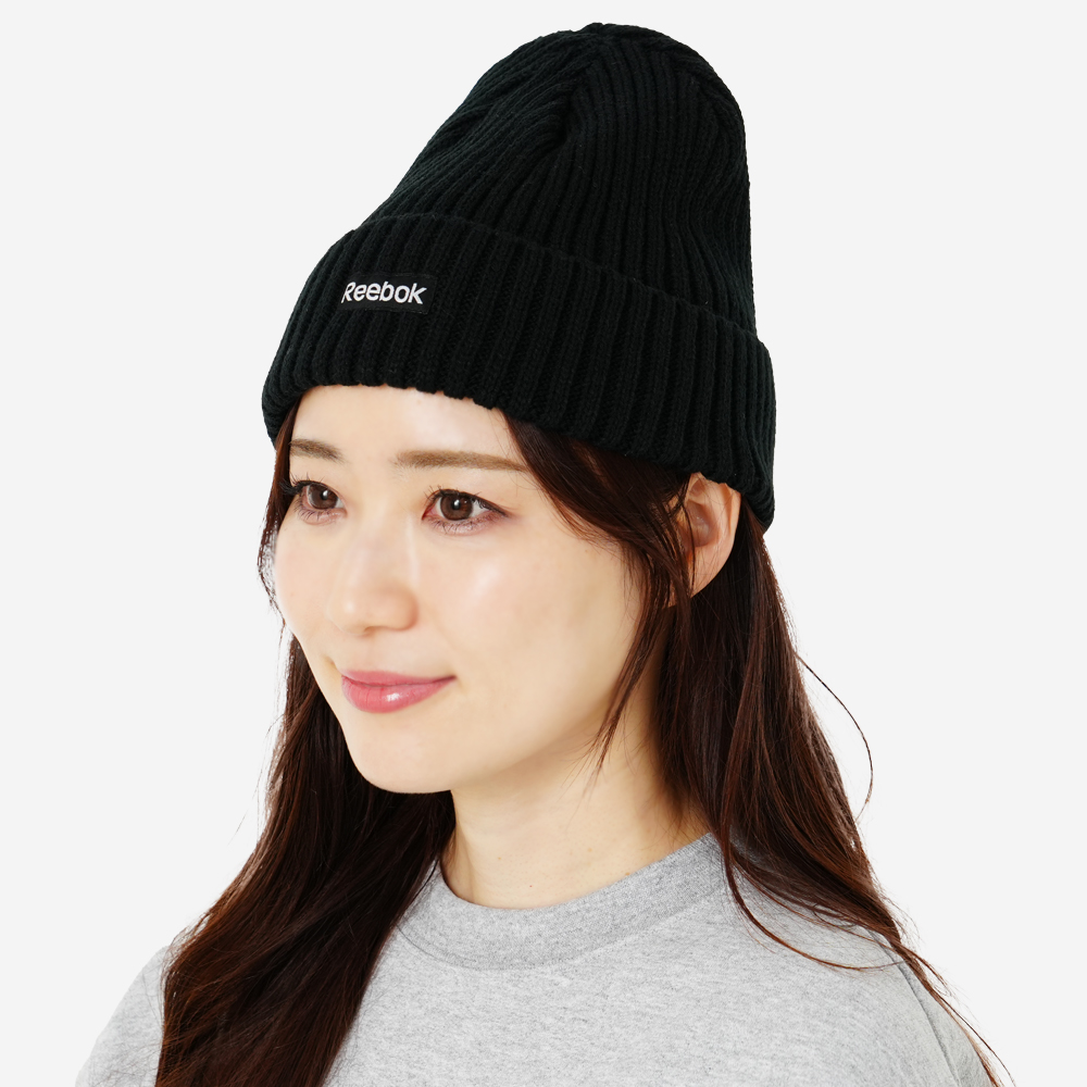 Reebok ニット帽 レディース リーボック ワンポイント ロゴ リブ Reebok ニット帽 レディース リーボック ワンポイント ロゴ リブ