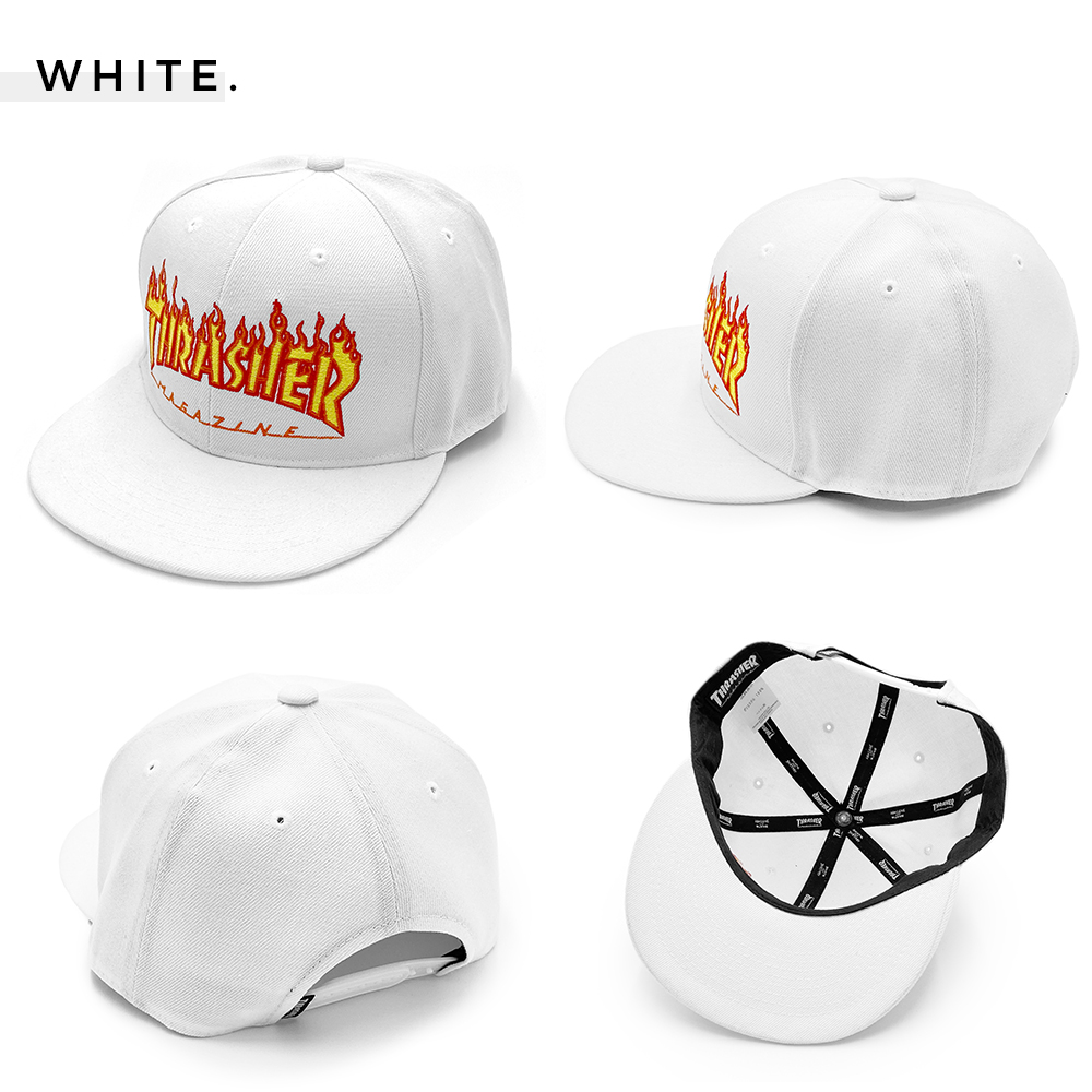 即決 90s スラッシャー THRASHER スナップバック キャップ FLAME フレイム CAP USA製 THRASHER キャップ スラッシャー ブランド cap 帽子 フレーム