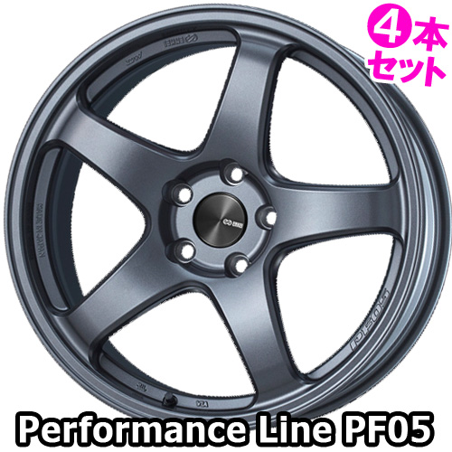 (4本価格) 18インチ 9.0J 5/100 エンケイ パフォーマンスライン PF05 (MDG) ホイール 4本セット｜car-mania