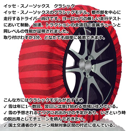 【正規品】 サイズ54 イッセ・スノーソックス クラシック 布製タイヤチェーン 標準モデル ISSE CLASSIC｜car-mania｜02