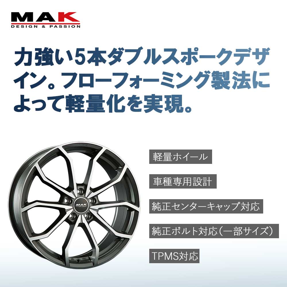 (4本価格) 18インチ 8.0J 5/112 マック レーベ エフエフ (GM) アウディA5(B8/B9) S5(B8/B9) A7スポーツバック(4G/F2) A8(4H/F8) A4オールロード( 8K/8W)の画像