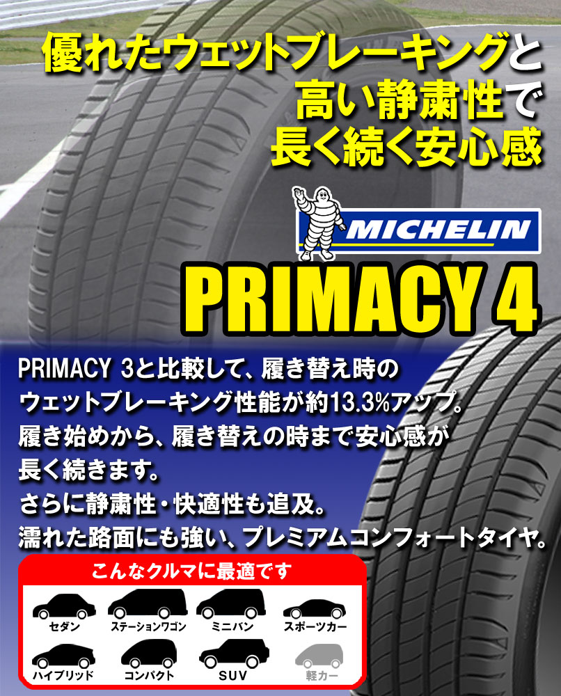 (1本価格) 195/60R15 92V XL ミシュラン プライマシー4 15インチ サマータイヤ 1本｜car-mania｜02