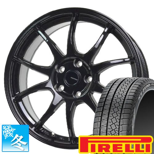 225/55R17 ピレリ アイスゼロ アシンメトリコ 17インチ スタッドレスタイヤ ホイール 4本セット Gスピード G06 17×7.0 5穴 PCD100｜car-mania