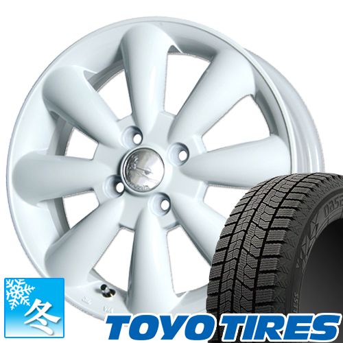 (在庫有)(ムーヴキャンバス LA860S) 155/65R14 トーヨー オブザーブ ギズ2 (ツー) 14インチ スタッドレスタイヤ ホイール  4本セット ララパーム KC-8 (ホワイト)