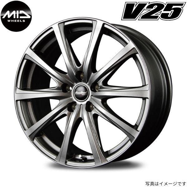 マルカ ホイール ユーロスピード V25 日産 リーフ ニスモ ZE1 MID 【17×7.0J 5-114.3 INSET48 メタリックグレー】 1本単品｜car-parts-diy