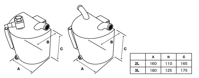 オクヤマ オイルキャッチタンク 3L/フリー 競技用 汎用 10φ,12φ,16φ