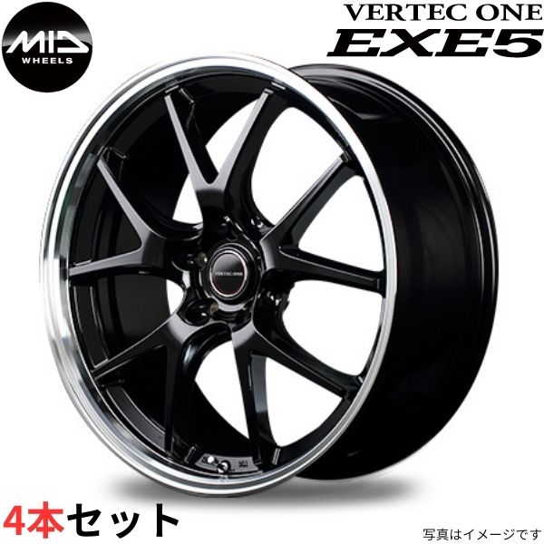 マルカ ホイール ヴァーテックワン エグゼ5 トヨタ サイ 10系 MID 【18×7.0J 5-114.3 INSET48 グロッシーブラック】 4本セット