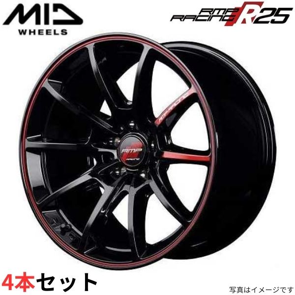 マルカ ホイール RMPレーシング R25 スズキ キザシ 91系 MID 【17×7.0J 5-114.3 INSET48 レッド】 4本セット