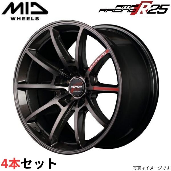 マルカ ホイール RMPレーシング R25 トヨタ プリウス プリウスPHV 50系/GRスポーツ MID 【17×7.0J 5-100 INSET48 ブラッククリア】 4本