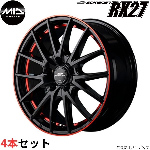 マルカ ホイール シュナイダー RX27 アルティス 50系 MID 【17×7.0J 5-114.3 INSET48 ブラック/リム+レッド】  4本セット - 自動車