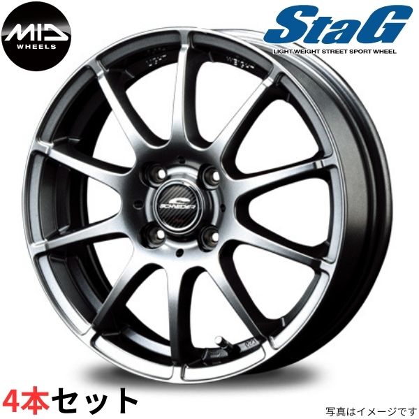 マルカ ホイール シュナイダー StaG スバル ディアスワゴン S321/331 MID 【13×4.0B 4-100 INSET42 メタリックグレー】 4本セット｜car-parts-diy