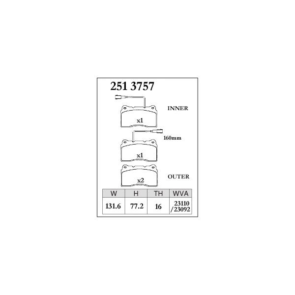 ブレーキパッド 166 936A1/936A2/936A11 アルファロメオ ディクセル Mタイプ 2513757 フロント左右セット DIXCEL ALFA ROMEO｜car-parts-diy｜07