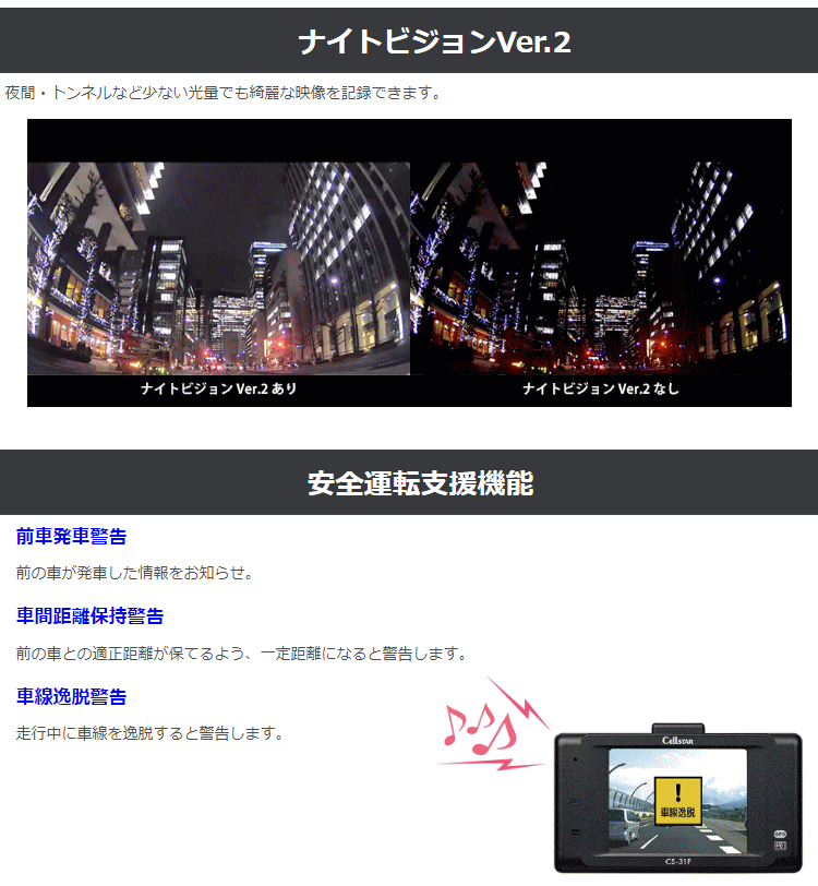 Cellstar CS-31F ドライブレコーダー　バックカメラ変換付き　トヨタ Cellstar CS-31F ドライブレコーダー バックカメラ変換付き
