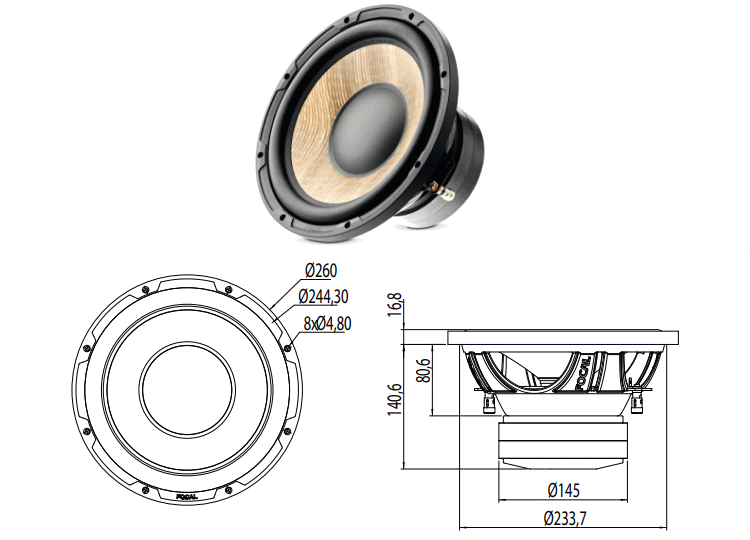 正規品 FOCAL フォーカル P 25 FE 25cmサブウーファー 1ピース FLAX EVO 車 ウーハー